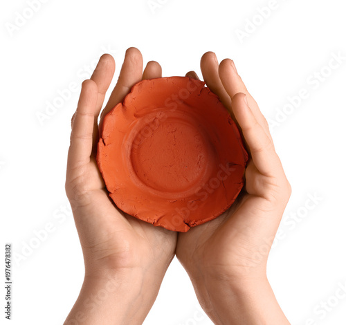 Female hands with plate and...