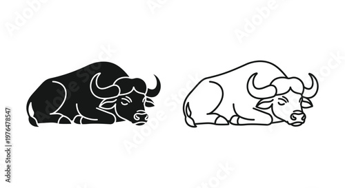 Water Buffalo Symbols Bold  Elegant Designs Vector