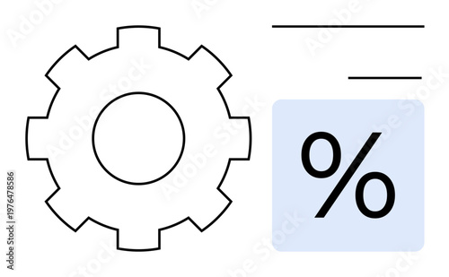 Process optimization, efficiency improvement, data analytics, performance tracking, system development, calculation methods. A gear and percentage icon. Process optimization and efficiency concepts