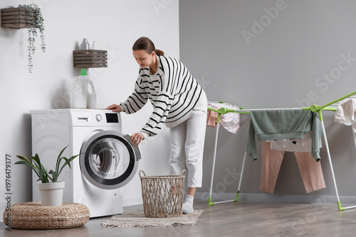 Young woman with basket unl...