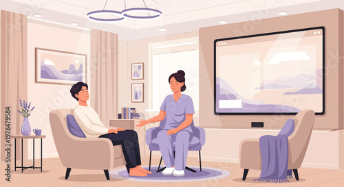 Therapist and patient in a counseling session.