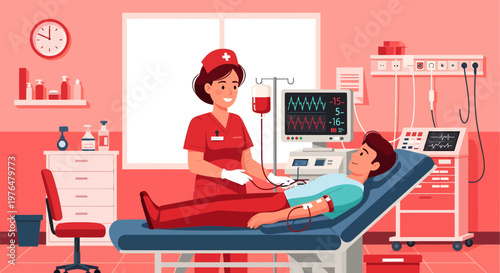 Nurse Attends Patient Undergoing Medical Treatment.