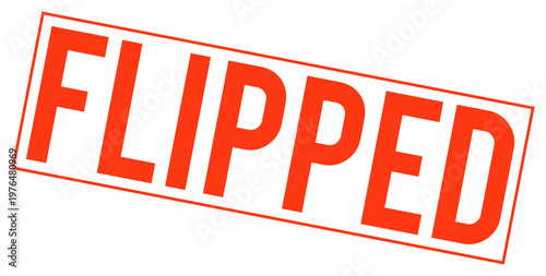 Φωτογραφία Red flipped stamp text on transparent background