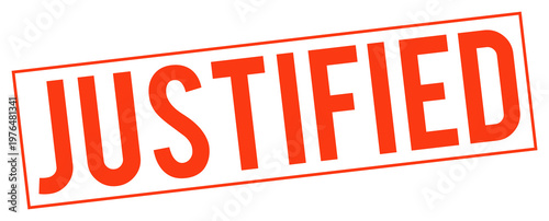 Photos Red justified stamp text on transparent background