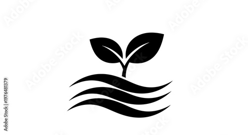 Black silhouette of a plant sprout.