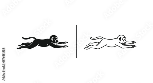 Monkey vs Ape Brachiation Comparison Guide Vector