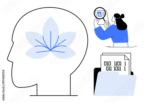 Digital mind concept. Digital mind with focus on technology, data analysis, and self-awareness. Digital mind fostering innovation and clarity in decision-making. For tech, wellness, AI, analytics