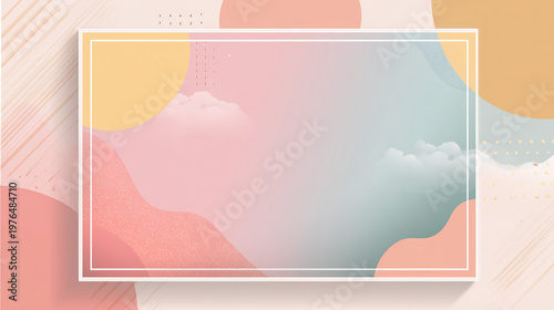 Pastel abstract background with geometric shapes soft gradient frame minimal design template with copy space. Background for presentations 