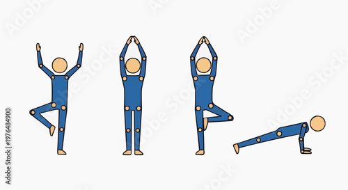 Yoga poses illustrated, showcasing various asanas for wellness and exercise