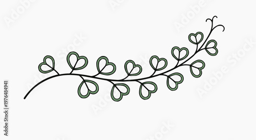 A simple, elegant illustration of a vine with heart-shaped leaves. It embodies nature, love, and growth. This image has a timeless appeal and can enhance various design projects