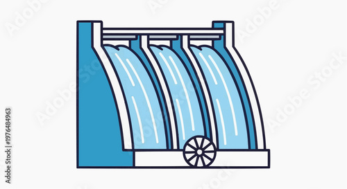 A striking illustration of a dam with cascading water