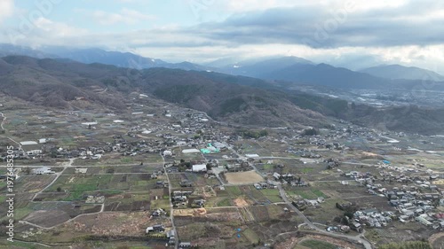 山梨県　江曽原　朝焼けドローン空撮