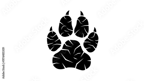 Black Paw Print Graphic - Wild Animal Footprint Silhouette on White Background