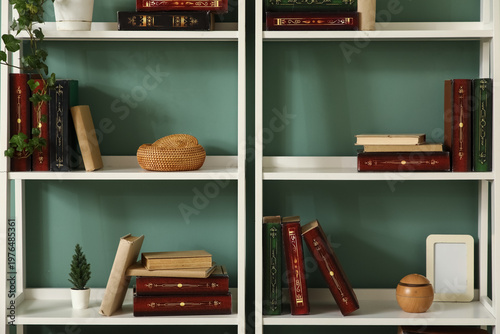 Bookshelves with houseplant...