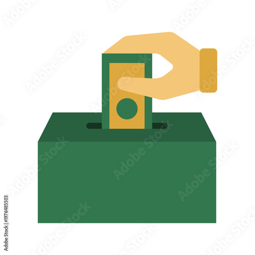 Charity infaq box for zakat and alms flat color icon
