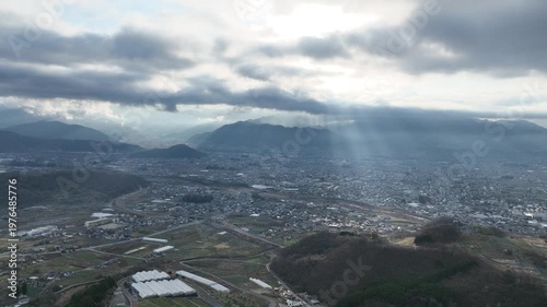 山梨県　江曽原　朝焼けドローン空撮