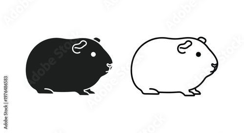 Cute Cartoon Guinea Pigs Design - Simple  Fun Vector