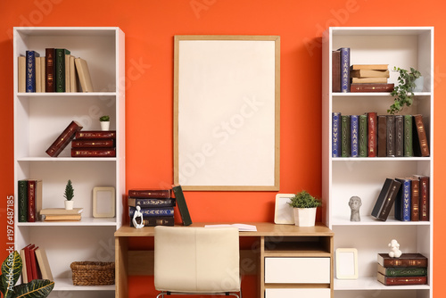 Interior of home library wi...