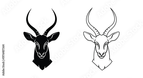 Antelope Horns Skull Mount Designs Comparison Vector
