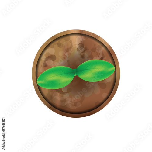 Top View Green Seedling in Soil Vector Illustration for Eco Growth, Earth Day, and Sustainability Concept