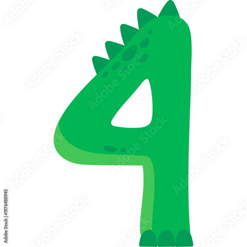 Four Number Dinosaur Alphabet Illustration