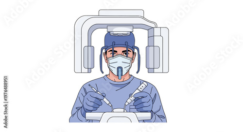 Dental X Ray Sensor Vector Illustration of Dentist Performing Dental Scan with Advanced Technology Equipment for Oral Health Checkup