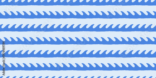 Vector seamless pattern in hand drawn doodle sketchy style with ocean waves, surf posters, banners for summer sea side vacation backgrounds and prints