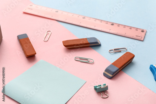 Erasers with stationery on ...