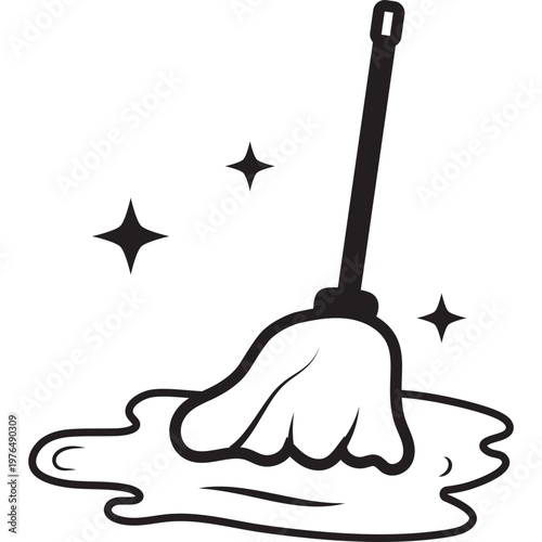 Wet Mop Floor Cleaning Icon