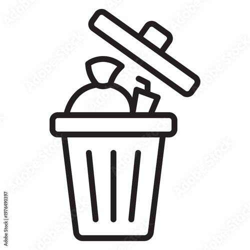 Full Trash Can Open Lid Icon
