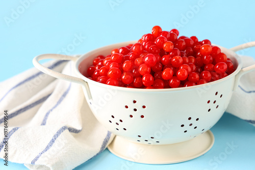 Colander with fresh viburnu...