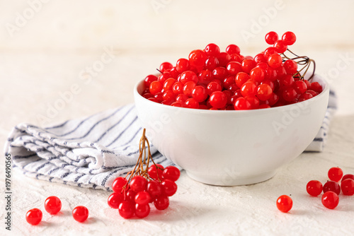 Bowl with fresh viburnum be...