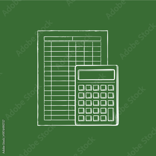 Paper and calculator CPA logo drawing