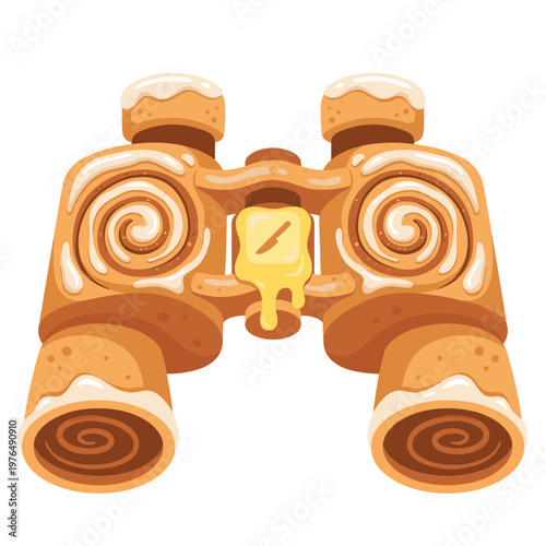 Binoculars shaped like cinnamon rolls with butter focus wheel