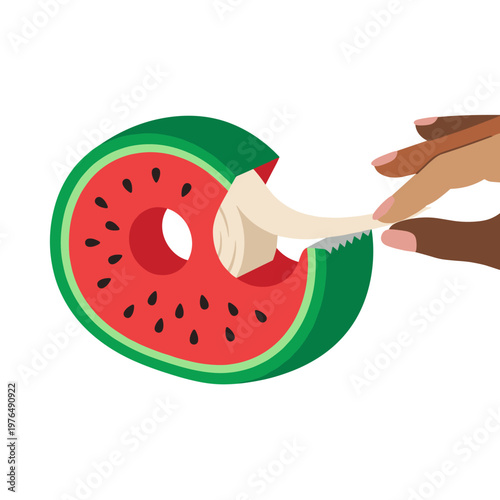 Creative watermelon slice tape dispenser with hand