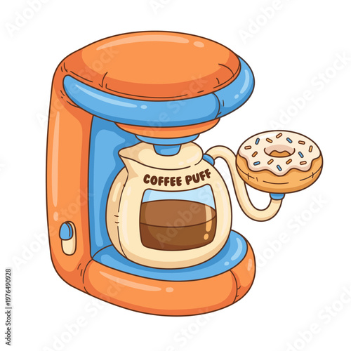 Inflatable coffee maker with donut and coffee carafe