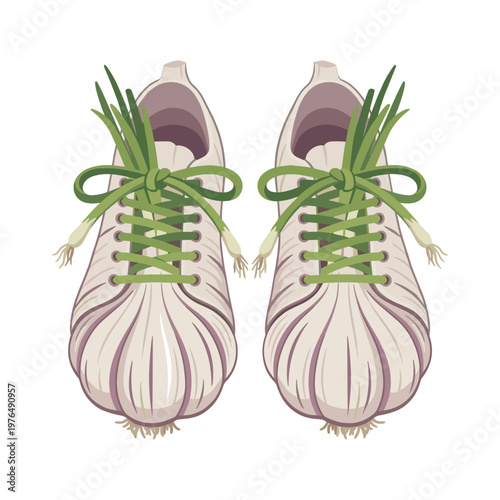 Creative garlic sneakers with green onion laces