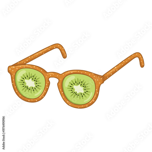 Creative eyeglasses with pretzel frames and kiwi lenses