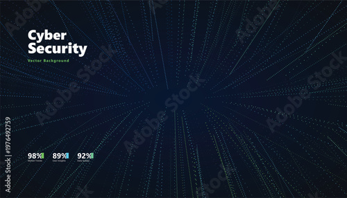 Futuristic cyber security data stream background featuring deep blue glowing speed lines creating a dynamic digital tunnel effect for modern tech corporate presentation vector design