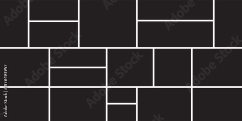 Image collage layout template. Beige mosaic mood board grid collection. Picture frame set. Photo album idea for banner, poster, comic page, flyer, brochure, booklet, memory wall design. Vector pack