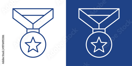 Distinction Medal Blue And White Icon Style Collection