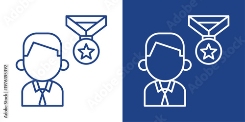 Recognition Badge Blue And White Icon Style Collection