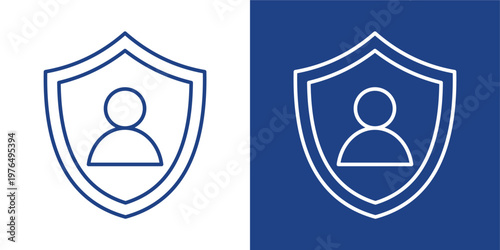 Authority Protection Blue And White Icon Style Collection
