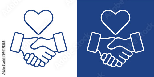 Trust Handshake Blue And White Icon Style Collection