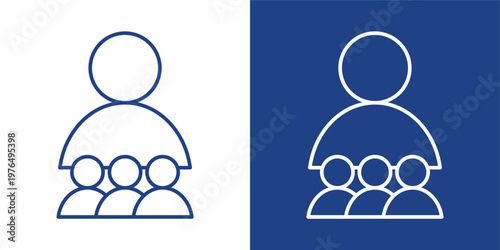 Influence Network Blue And White Icon Style Collection