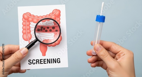 Wallpaper Mural Medical Illustration Demonstrating Colon Screening and Fecal Sample Collection Kit Torontodigital.ca