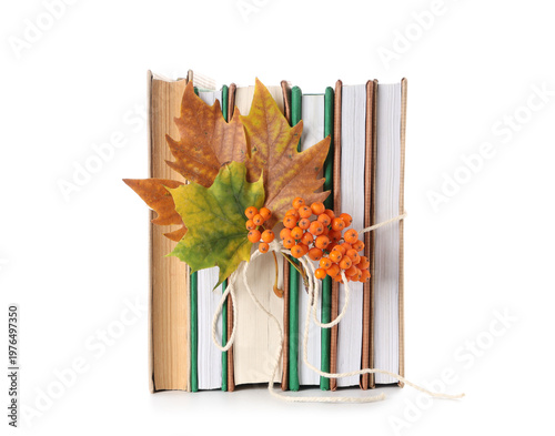 Different books with autumn...