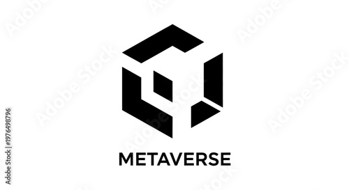 Abstract geometric logo representing the metaverse concept.