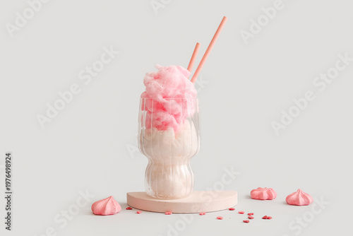 Glass with tasty cotton can...