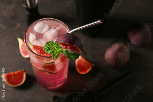 Glass of tasty fig lemonade...